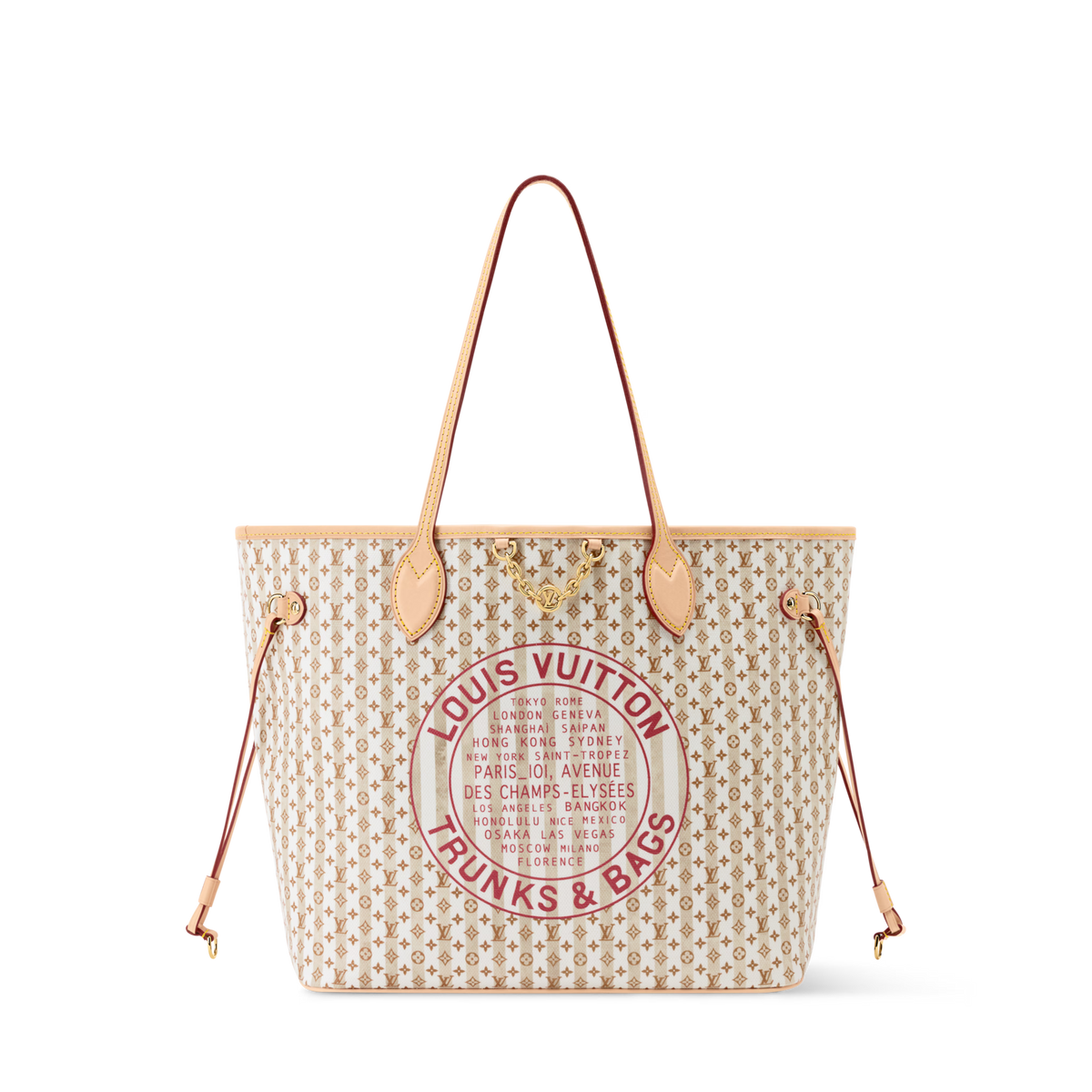 Neverfull MM LV Stamp Nude Rose Monogram Canvas Tote Bag