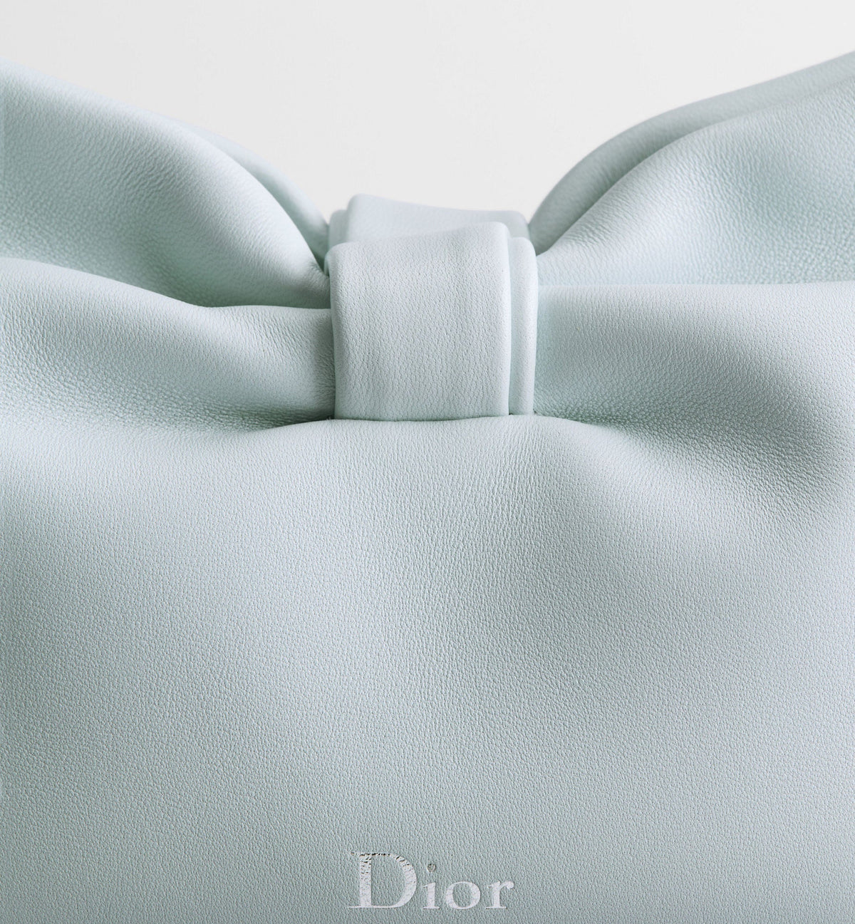 Small Bow Luxury Handbag With Ice Blue Lambskin And Chain Strap