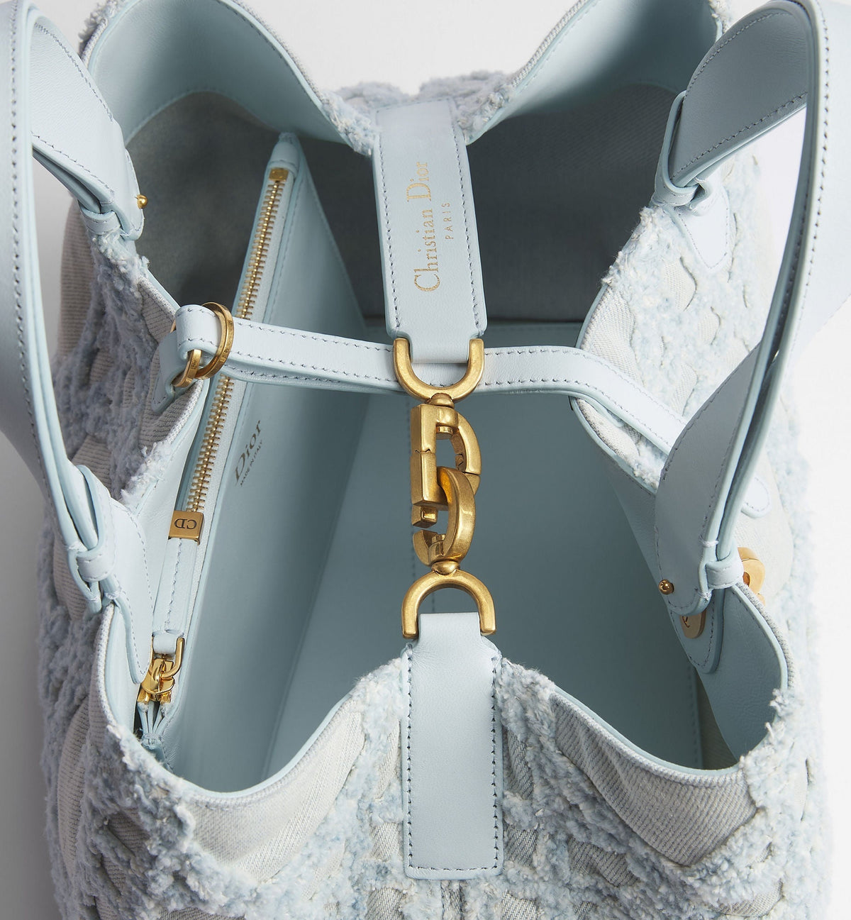 Medium Toujours Luxury Handbag With Blue Cannage Denim And Strap