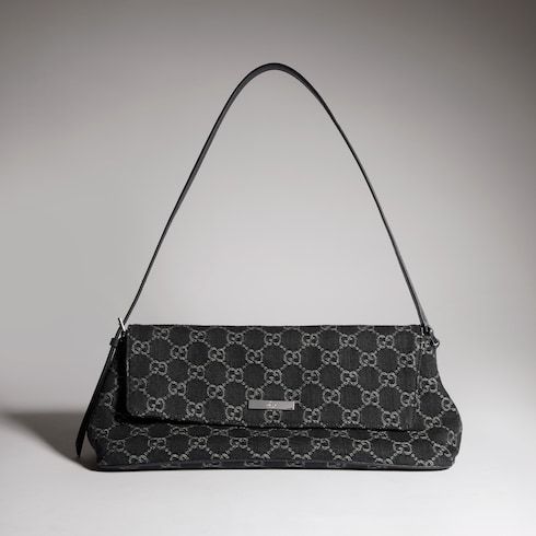 Madison Medium Shoulder Luxury Handbag GG Denim With Logo Plaque