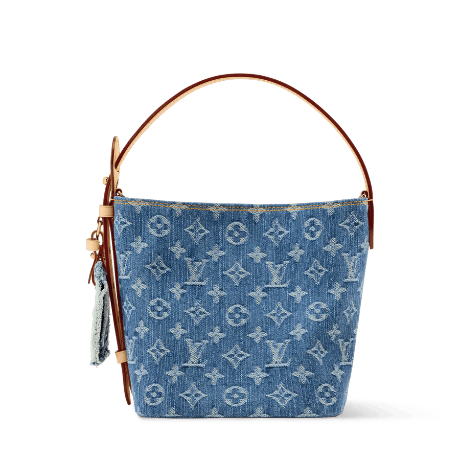 All In BB Monogram Denim Blue Denim Gold-Toned Hardware Handbag
