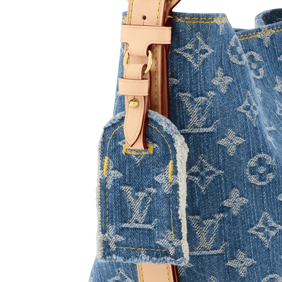 All In BB Monogram Denim Blue Denim Gold-Toned Hardware Handbag