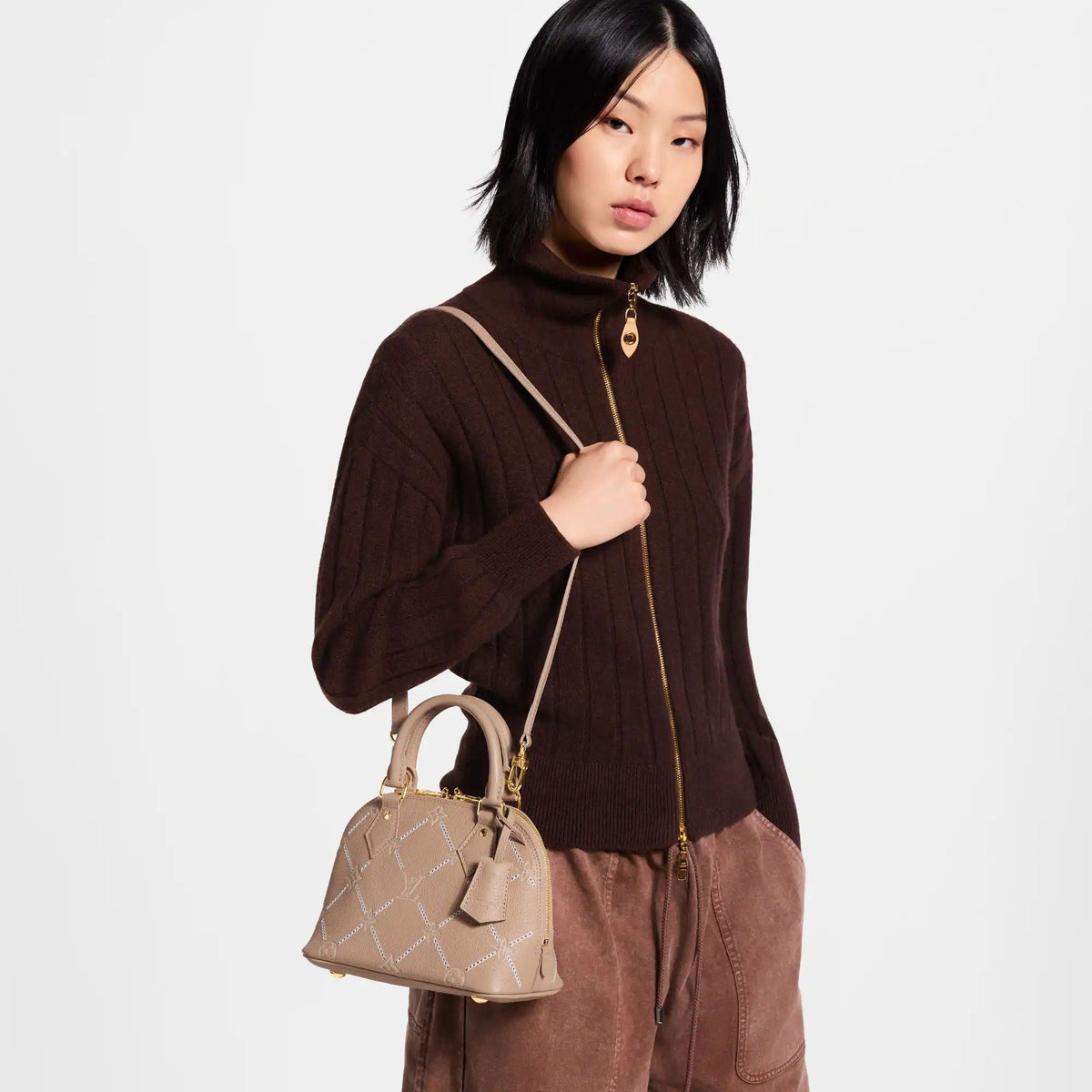 Alma BB Hazelnut Couture Monogram Empreinte Leather Handbag M28458