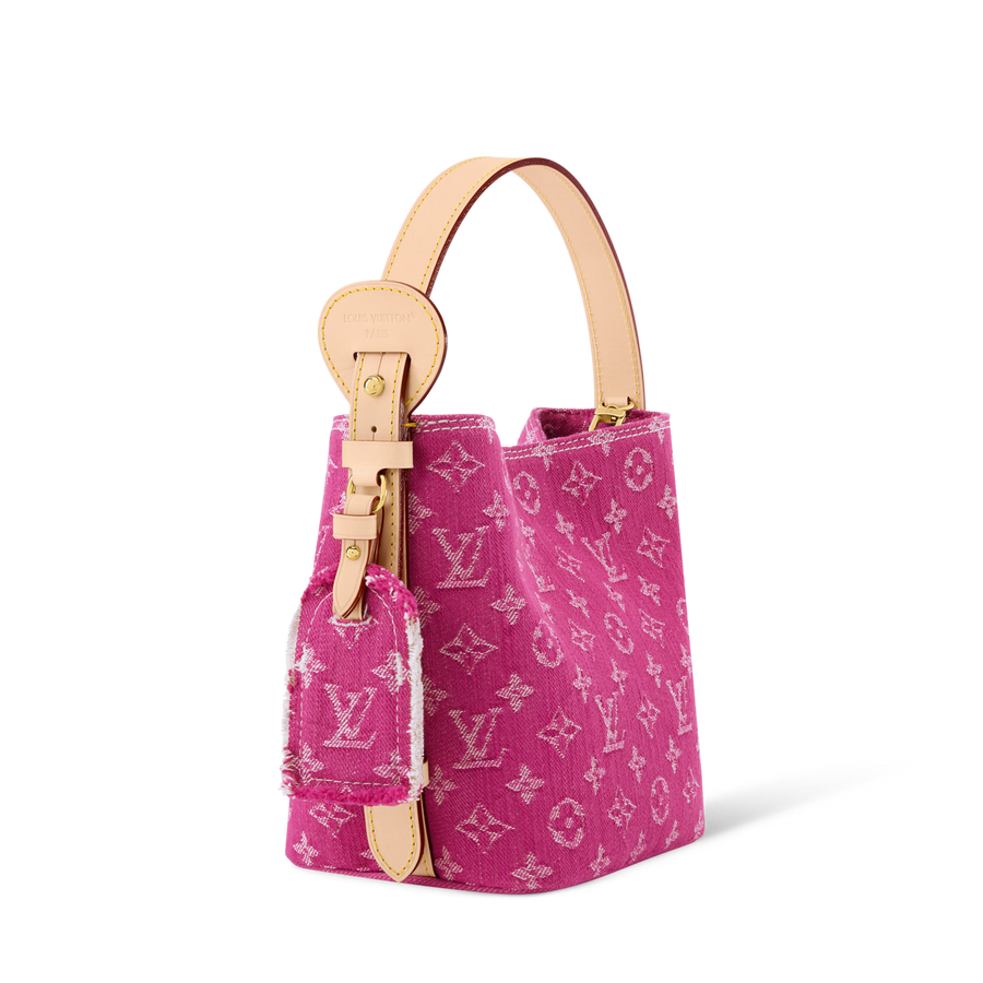 All In BB Monogram Denim Fuchsia Gold-Toned Hardware Handbag