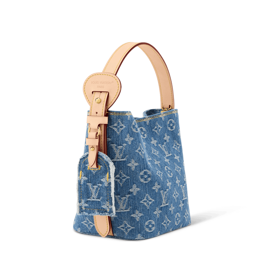 All In BB Monogram Denim Blue Denim Gold-Toned Hardware Handbag