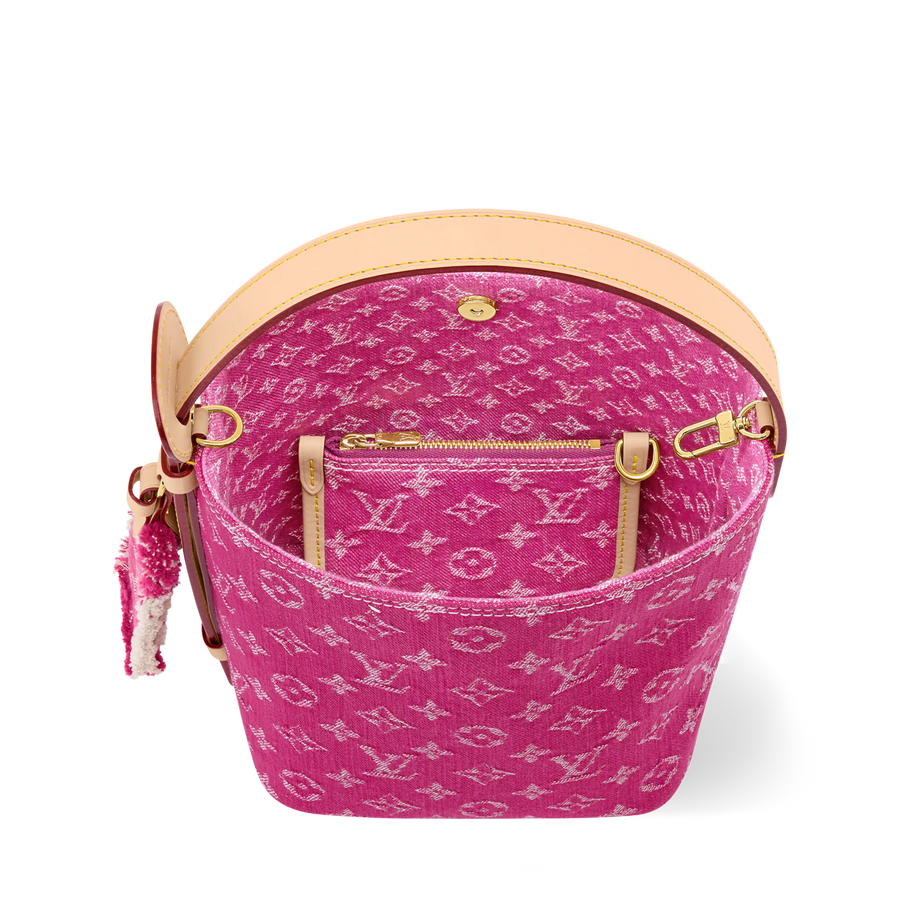 All In BB Monogram Denim Fuchsia Gold-Toned Hardware Handbag