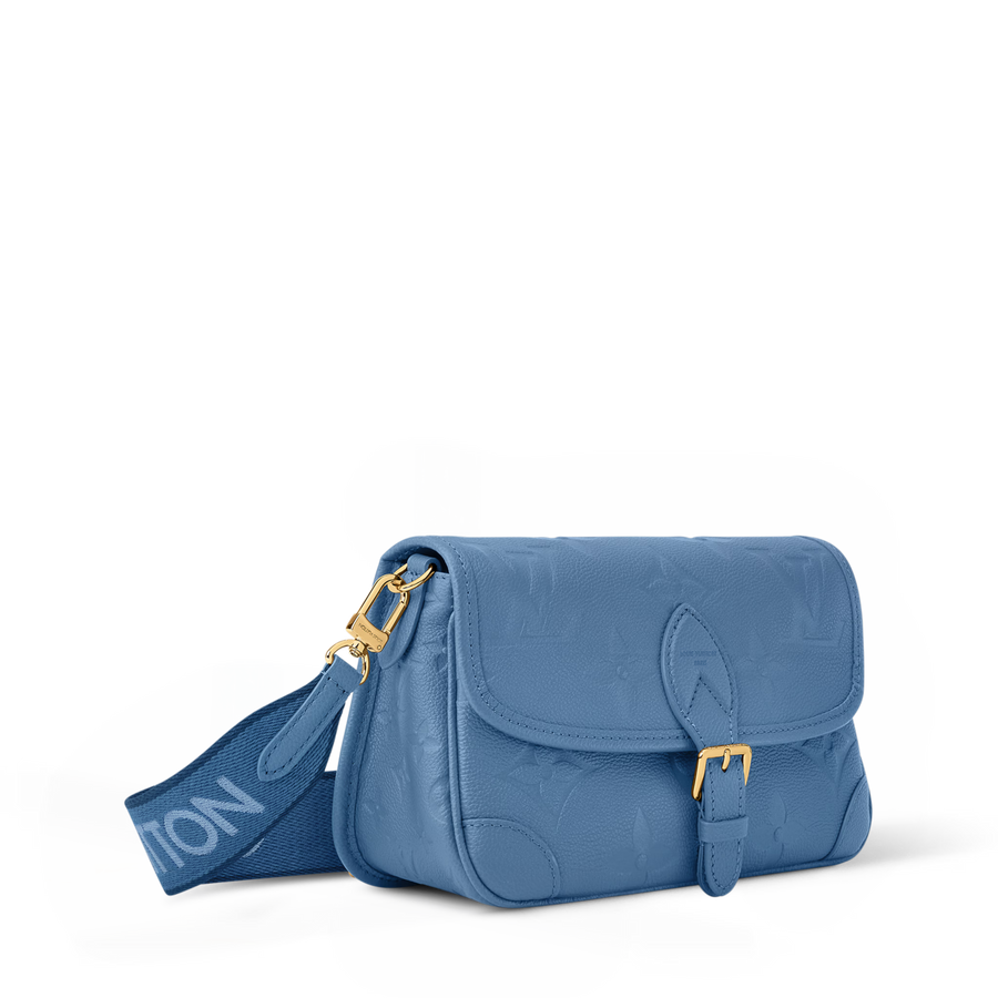 Diane Monogram Empreinte Leather Blue Jean Gold-Toned Hardware Handbag