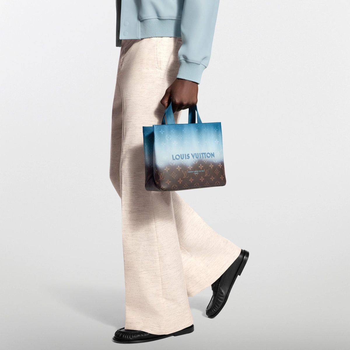 Mini Shopper Tote Monogram Pigment Blue