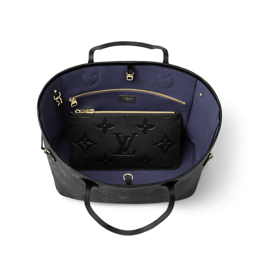 Neverfull MM Black Monogram Empreinte Leather Tote Bag