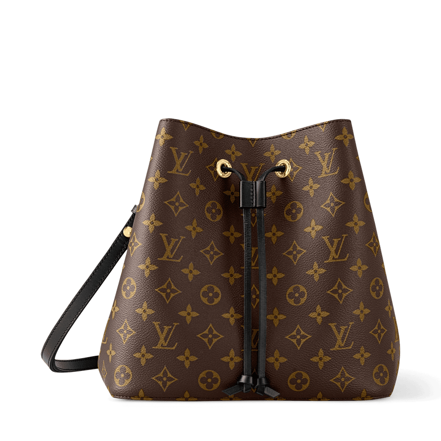 NéoNoé MM Monogram Coated Canvas Black Gold-Toned Hardware Handbag