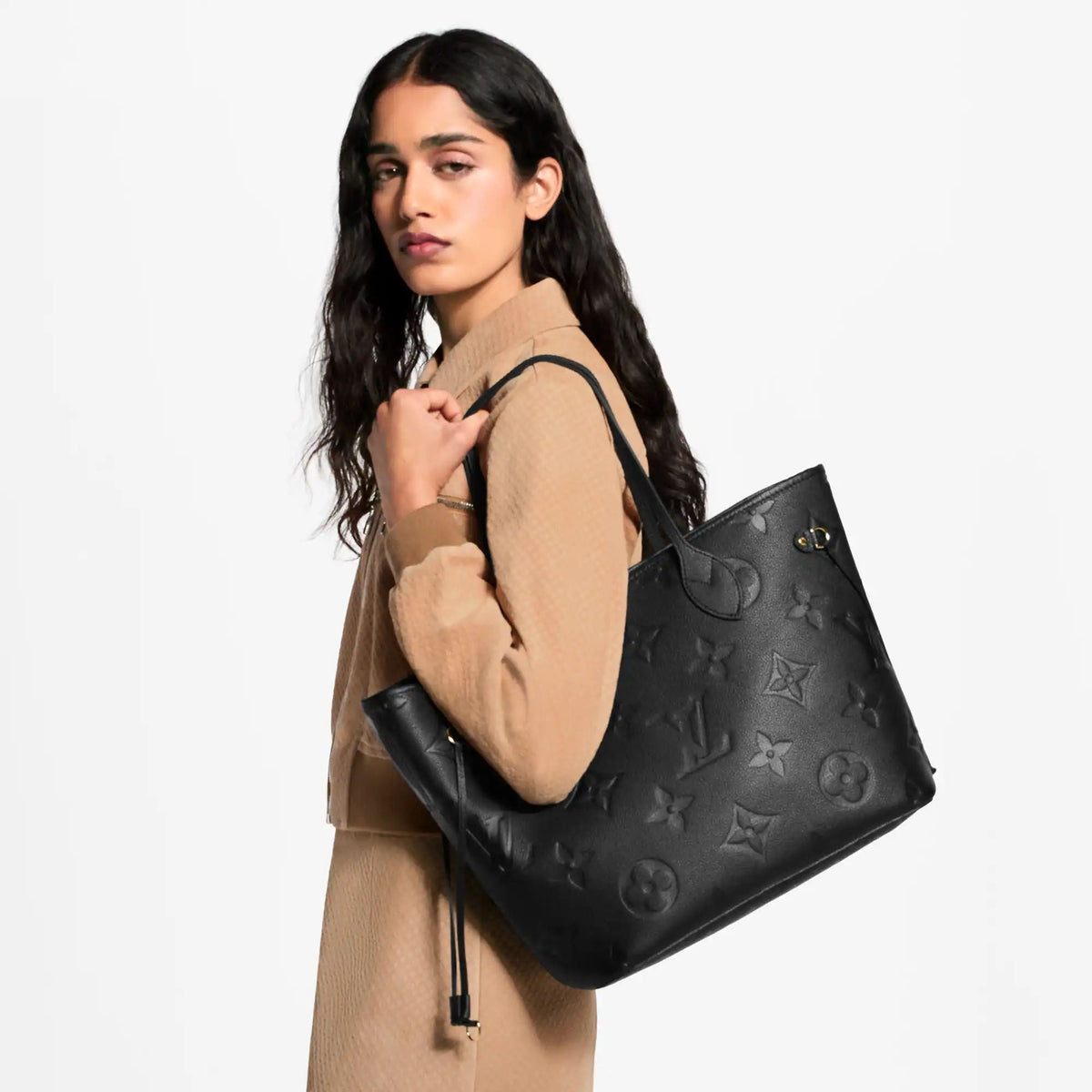 Neverfull MM Black Monogram Empreinte Leather Tote Bag M45685