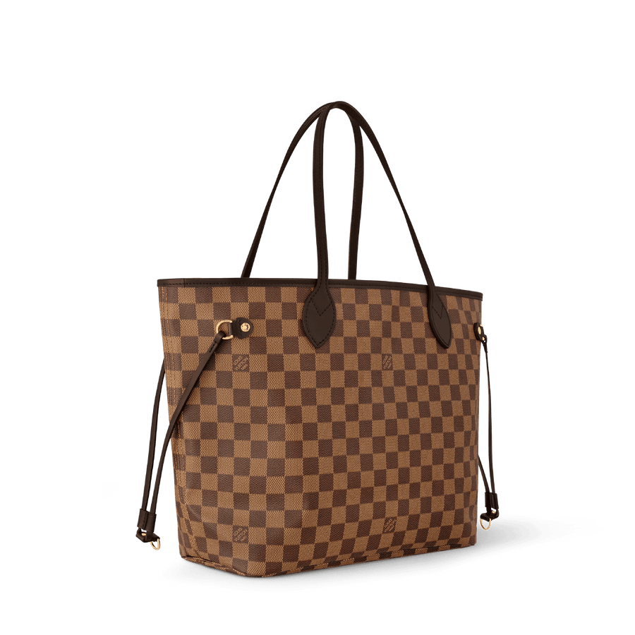 Neverfull MM Damier Ebene Rose Ballerine Tote Bag