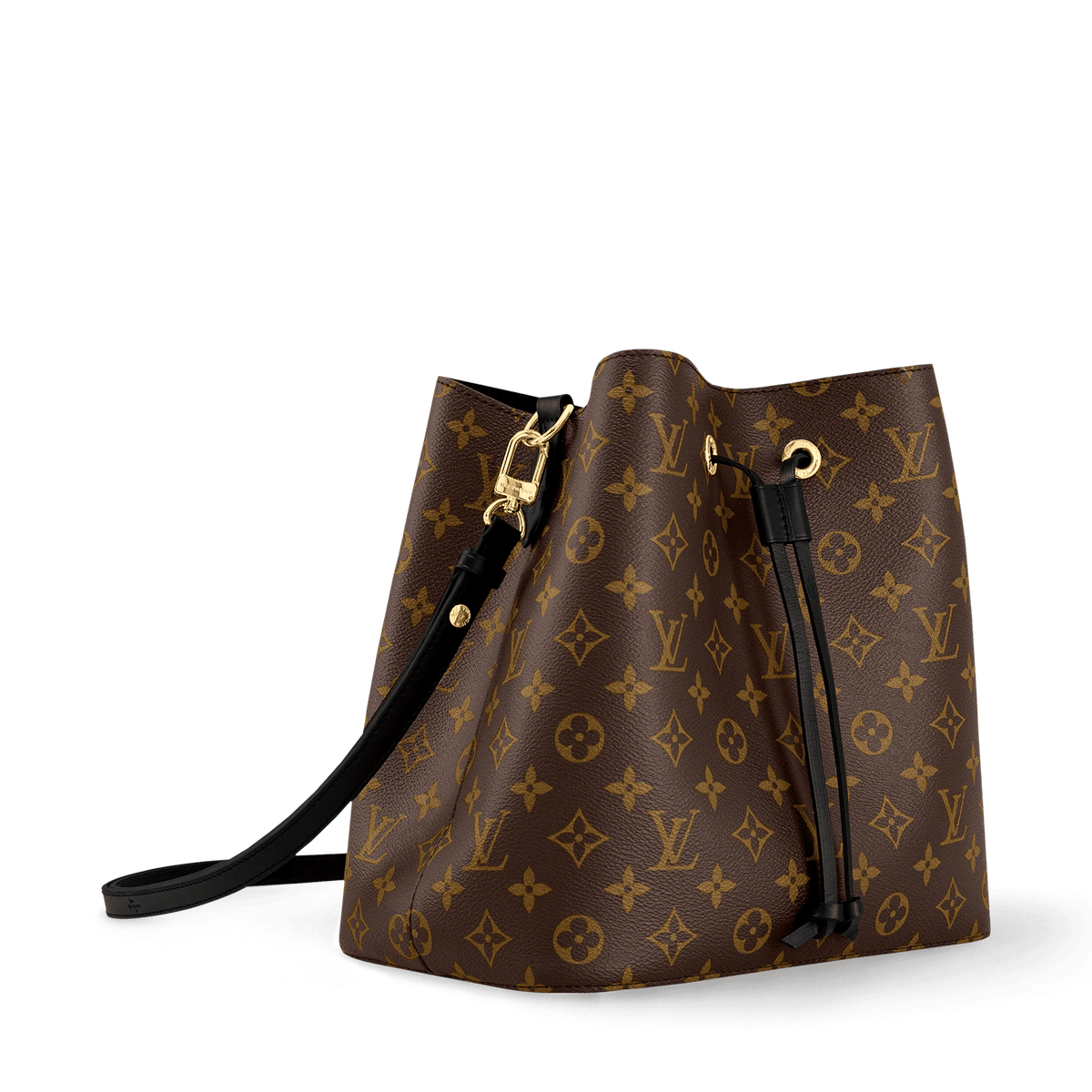 NéoNoé MM Monogram Coated Canvas Black Gold-Toned Hardware Handbag