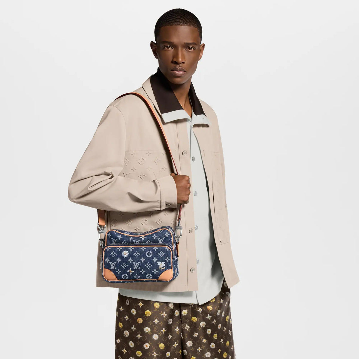 Nil Crossbody Bag Monogram Flowers Denim Shoes