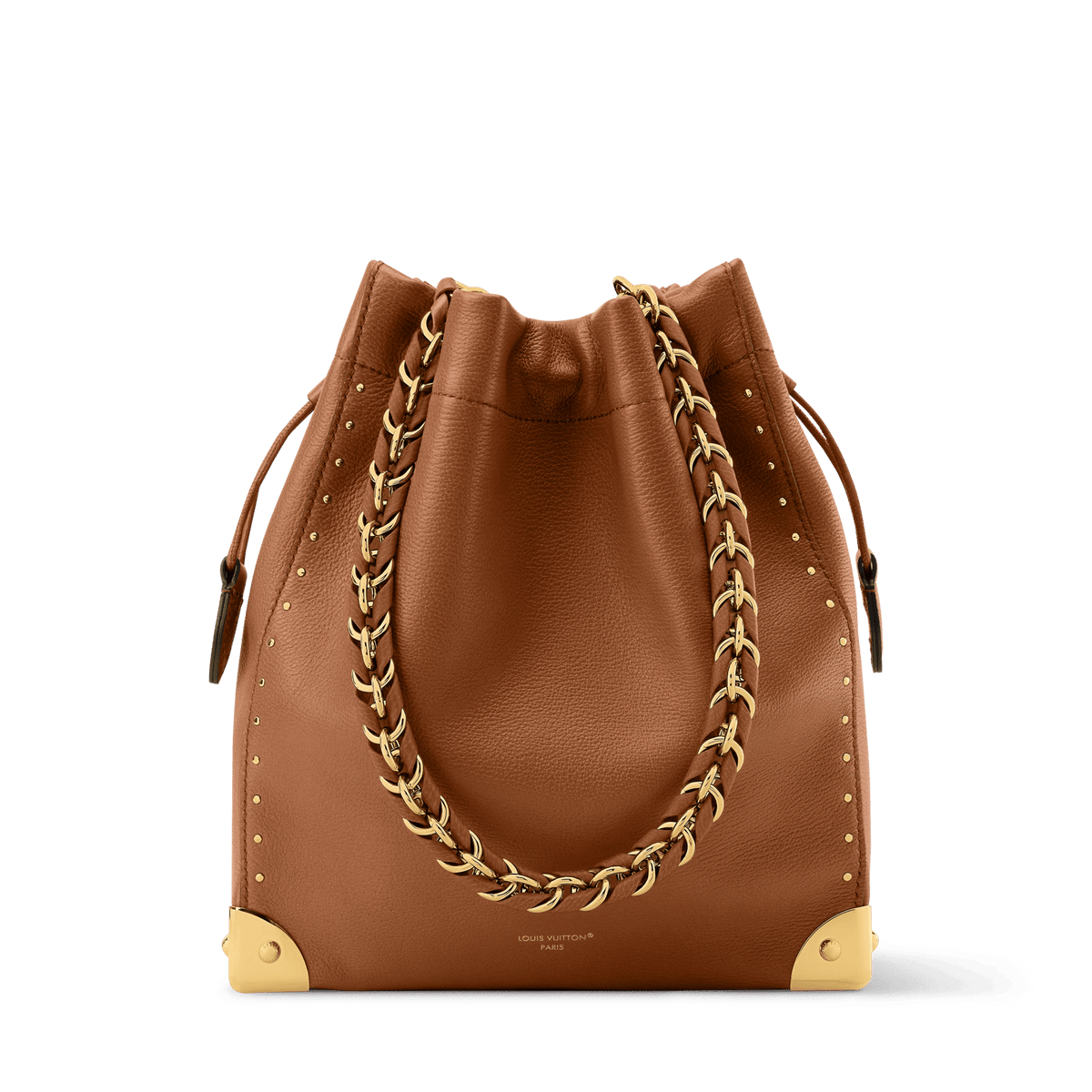 Noé Trunk Tan Calfskin Leather Bucket Bag