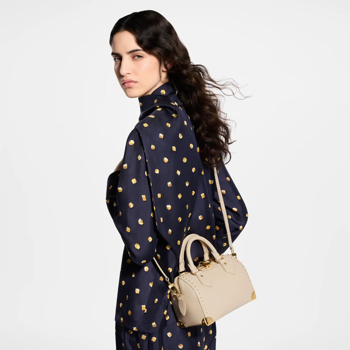 Speedy Trunk 20 Calfskin Leather Almond Crossbody Bag