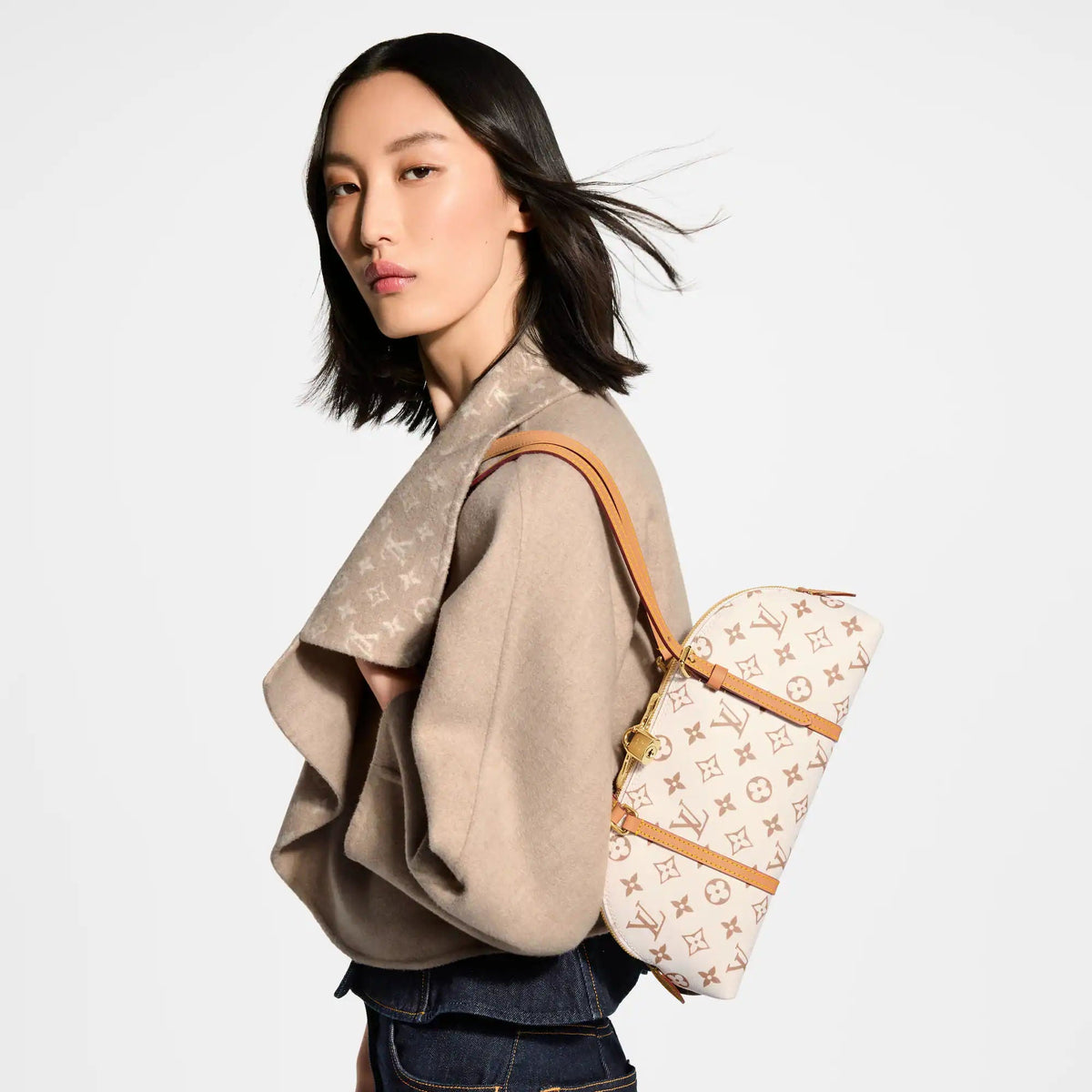 Squire East-West Monogram Dune Canvas Shoulder Bag