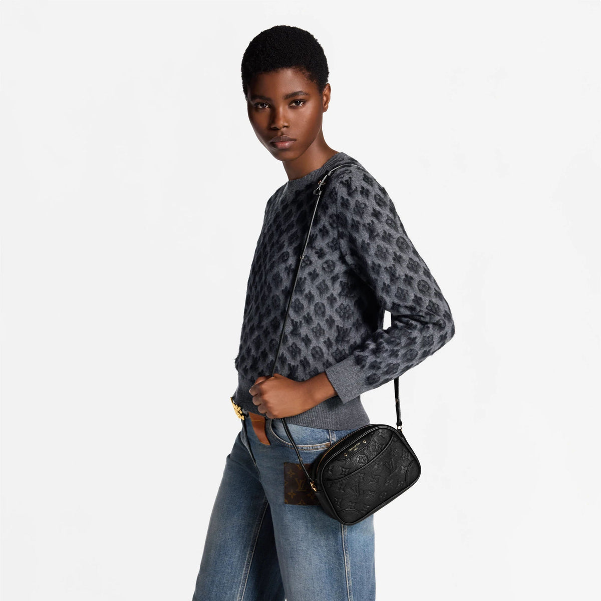 Tiny Camera Bag Black Monogram Empreinte Leather Crossbody M25518