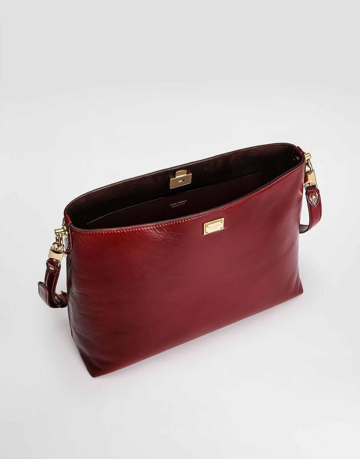 Large Vittoria Shoulder Luxury Handbag Calfskin Red Vintage Brass Hardware