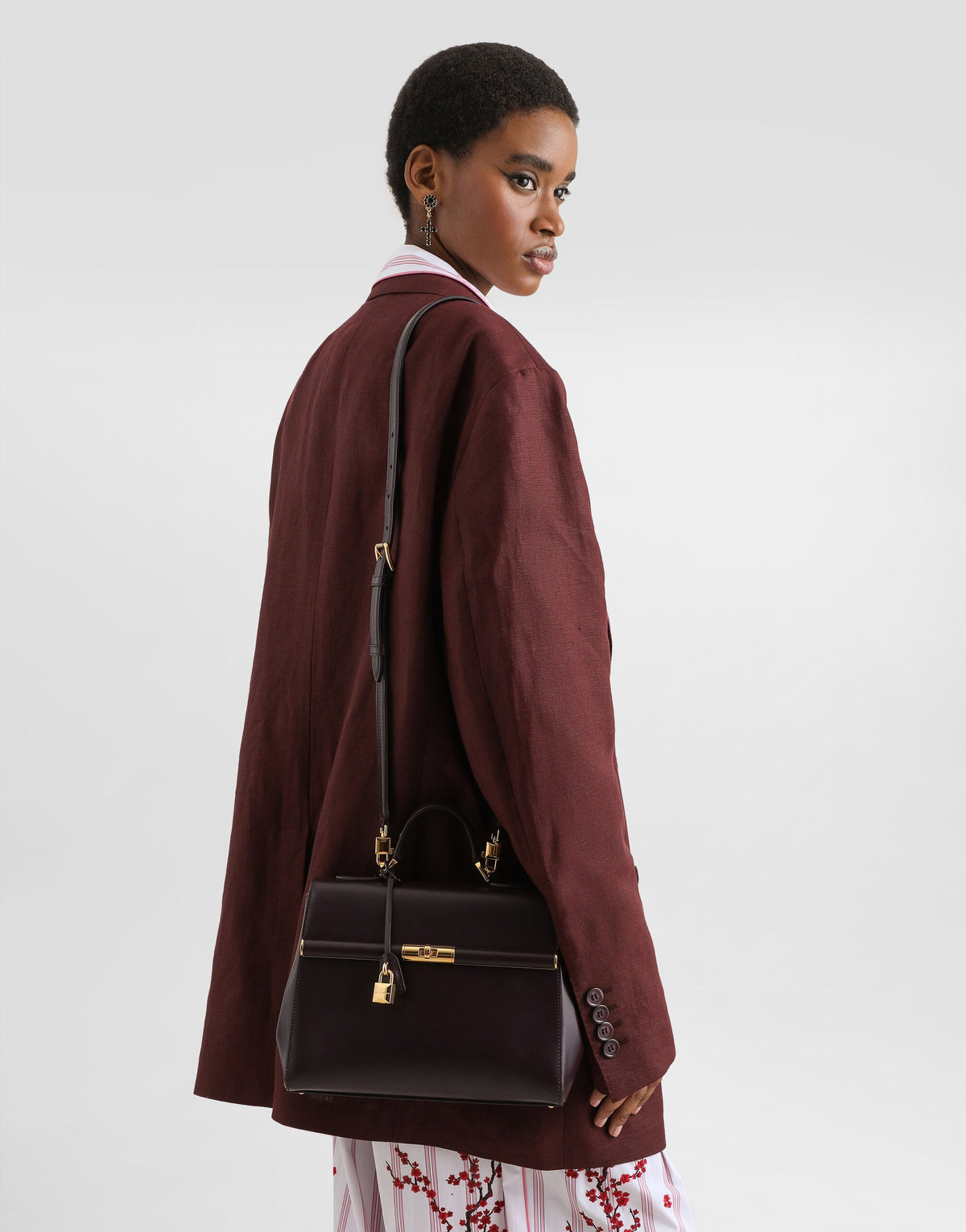 Marlene Handbag Palmellato Calfskin Bordeaux Vintage Brass-Toned Hardware