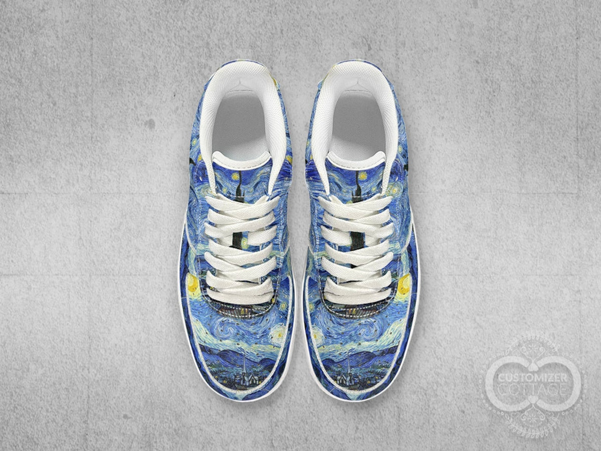 Starry Night painting, Custom Made Streetwear Low Top Shoes