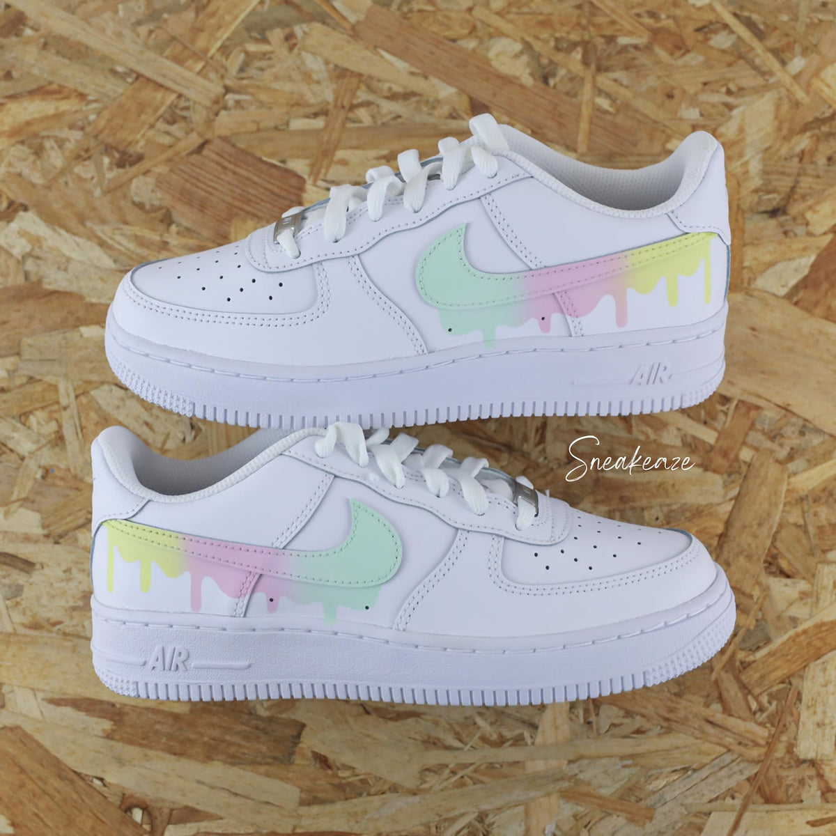 Custom Air Force 1 Drip sneakers pastel gradient flowing effect unisex