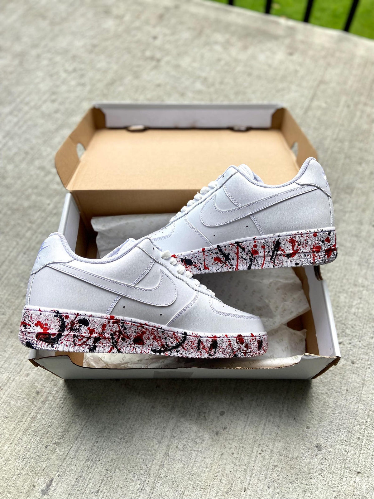 Custom Red Drippy Air Force 1 | Hand-Painted Drip Sneakers | Red Splatter Custom Shoes | Personalized Drip Design
