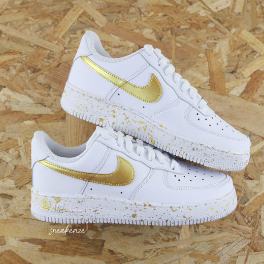 Air Force 1 Custom Splash Metallic Gold Unisex Custom Sneakers