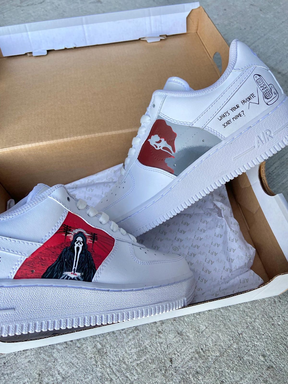 Scream Horror Custom Sneakers | Ghost Face Inspired Hand-Painted Shoes | Slasher Movie Fan Gift | Horror-Themed Drip Sneakers