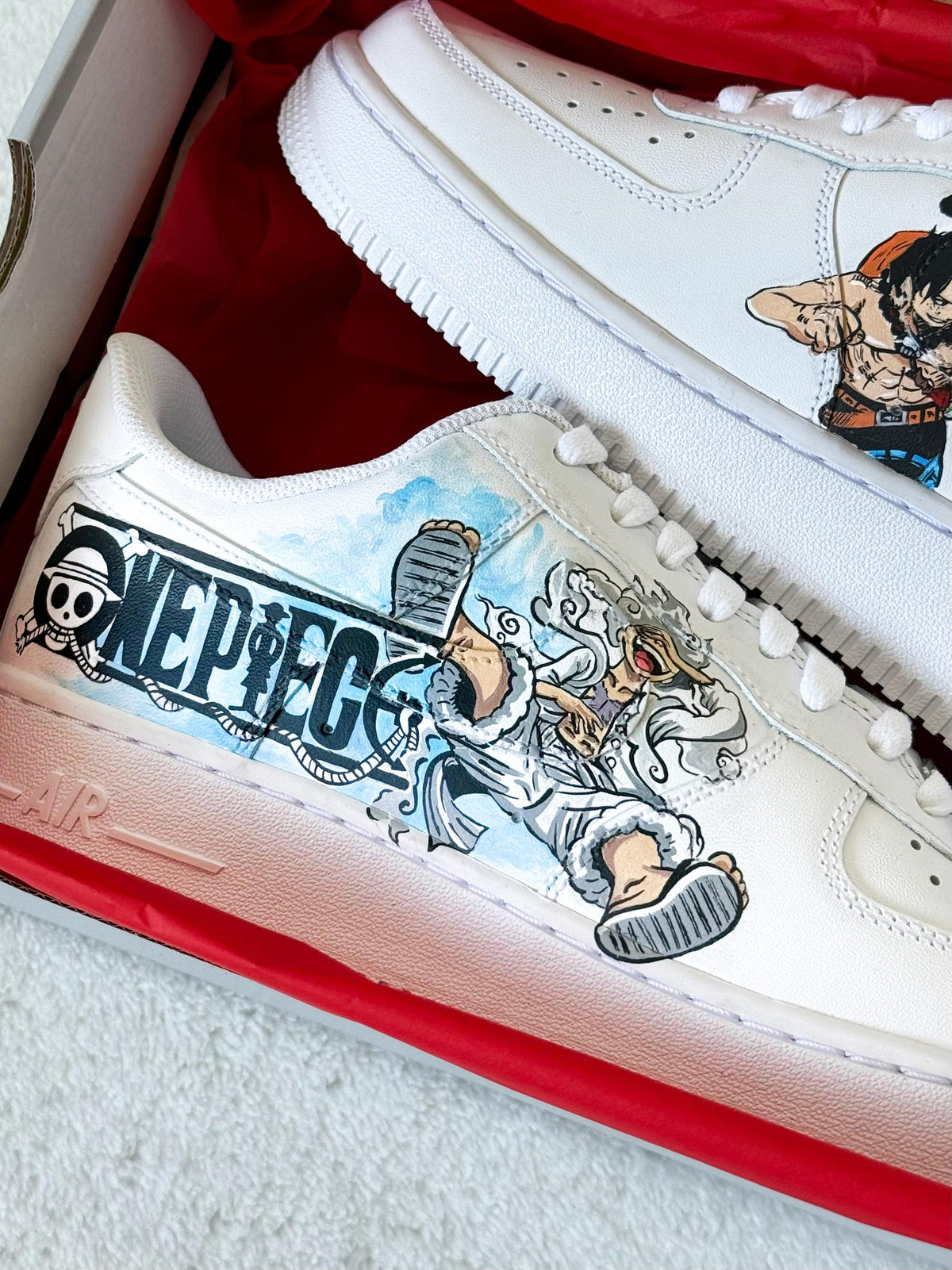One Piece Air Force 1 - Hand Painted Luffy, Zoro and Ace Nike Sneakers