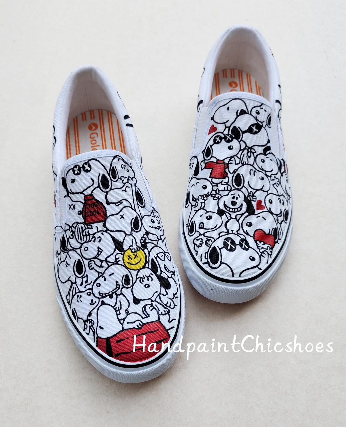 Hand-Painted Cartoon Dog Vans Slip-Ons: Custom Doodle Shoes