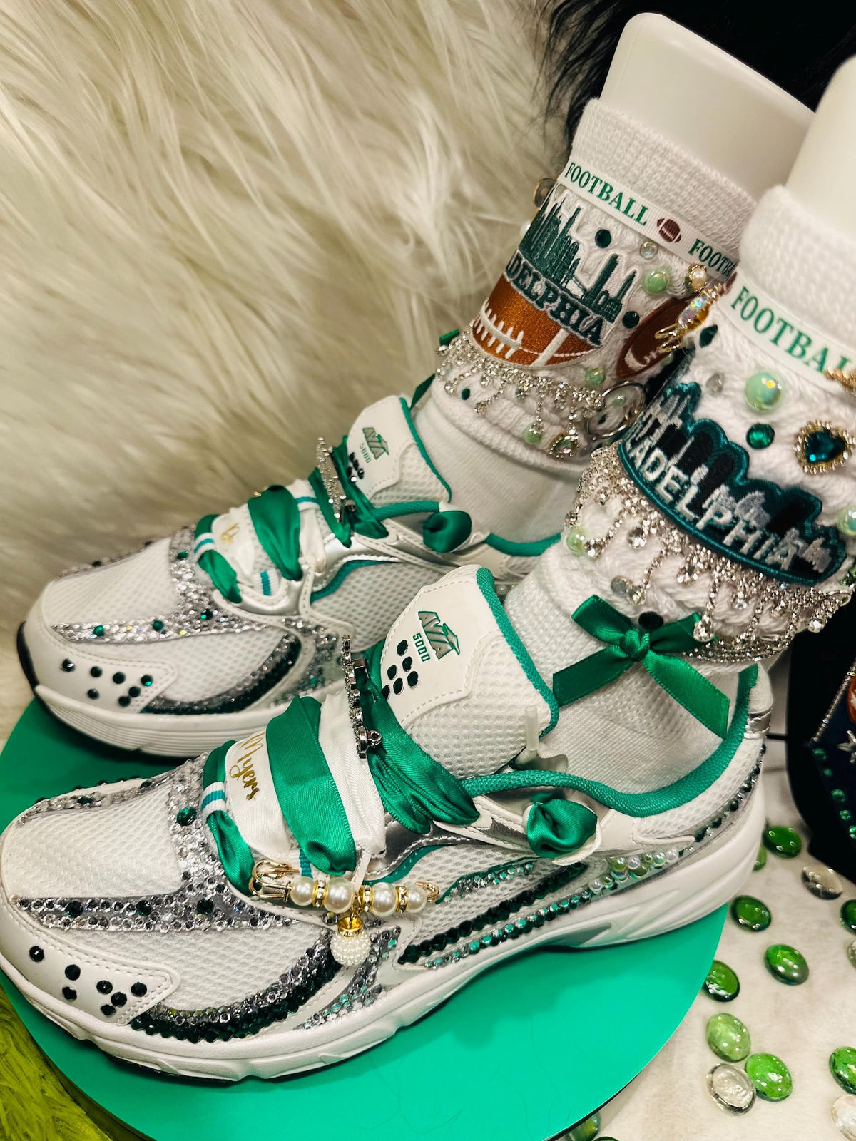 Custom Rhinestone Embellished Sneakers: Statement Footwear, Unique Design