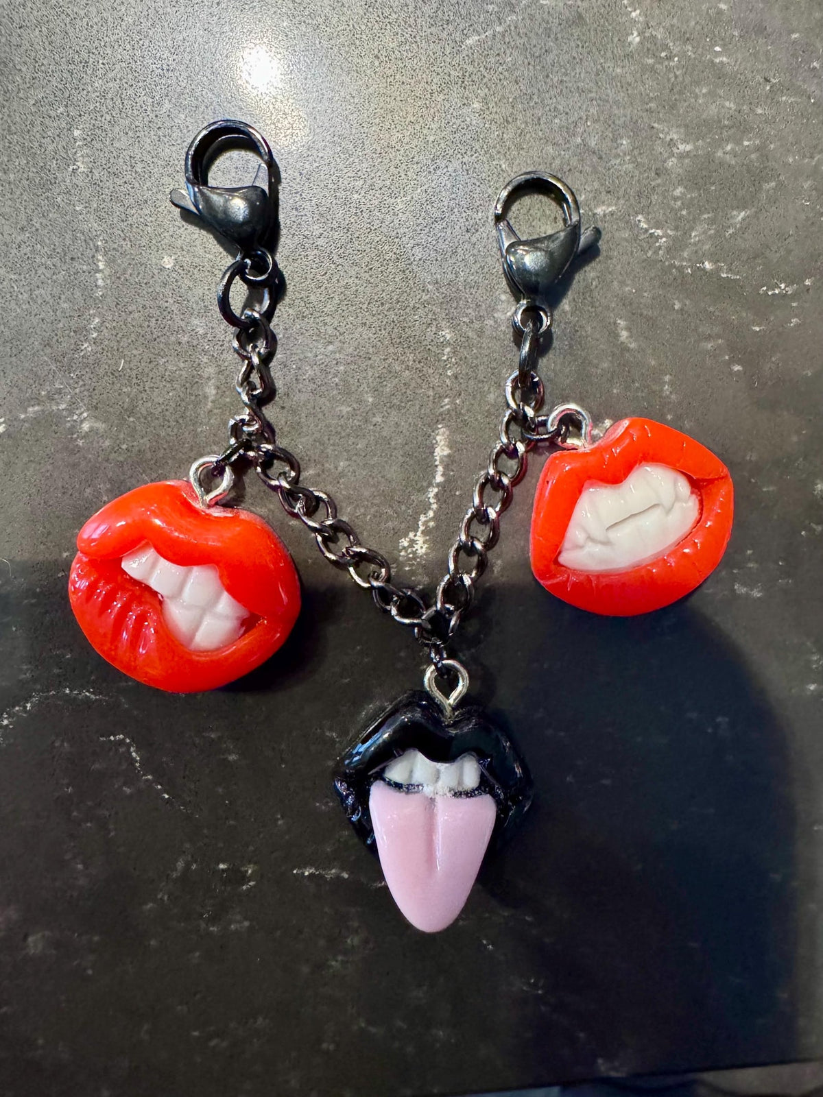 Edgy Mouth Shoe Chain β Red & Black Drip Mouth Charms for Sneakers