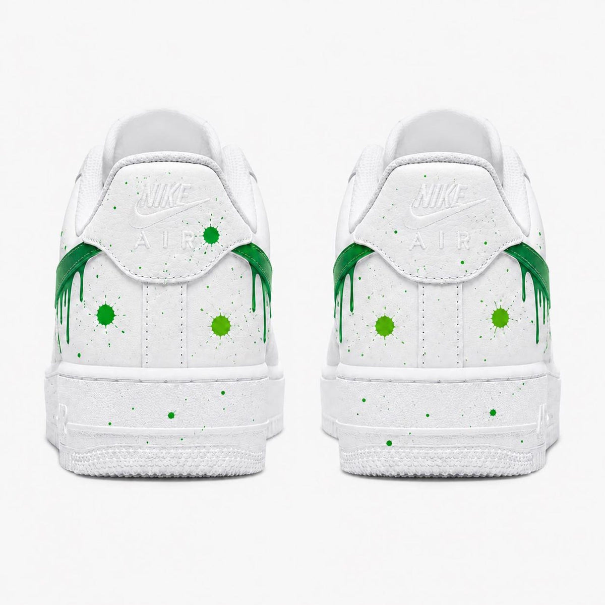 Custom Hand-Painted Nike Air Force 1 Shoes | Green Drip Splatter Sneaker