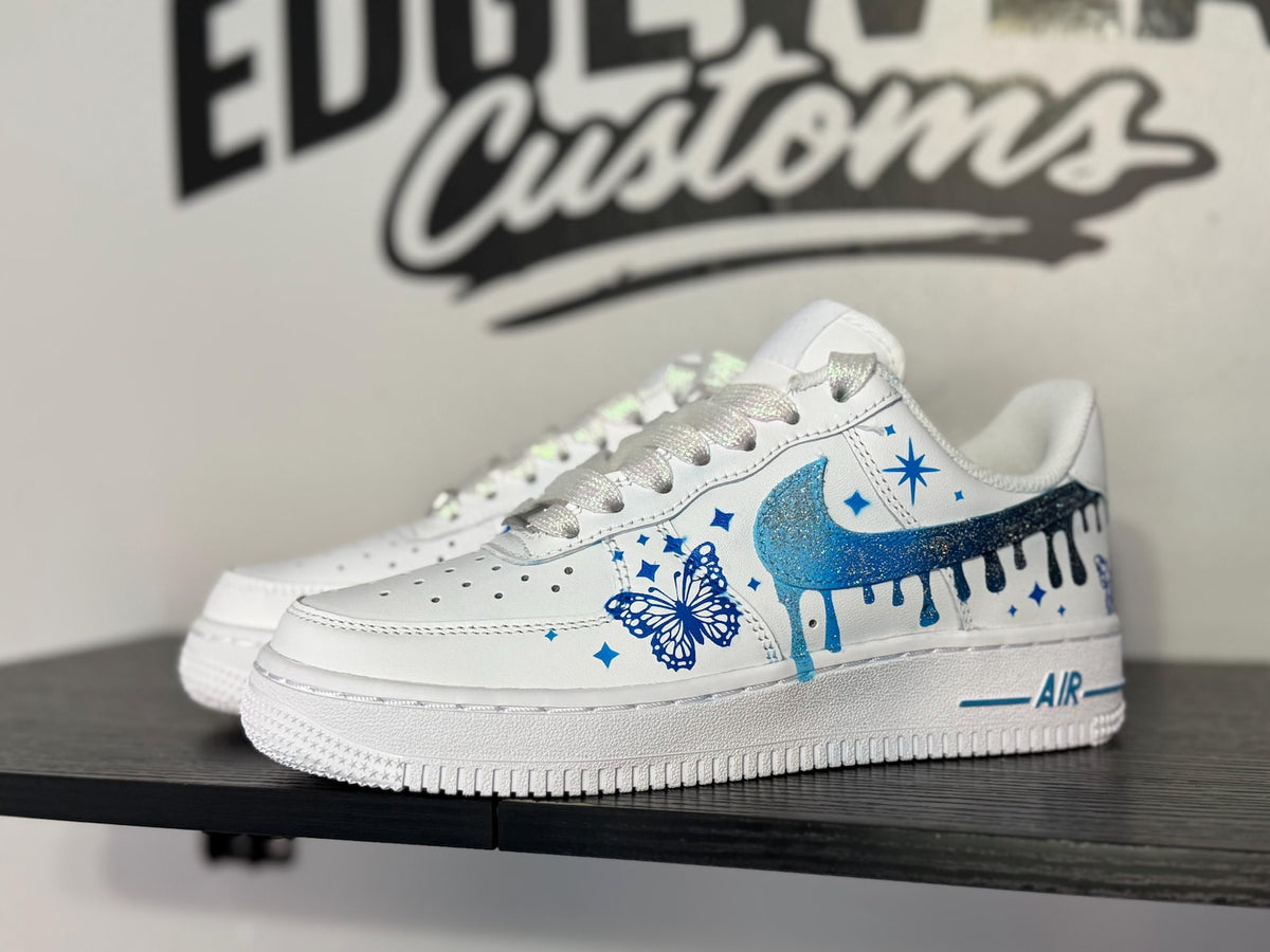 Blue Butterfly Custom Hand Painted Sneakers