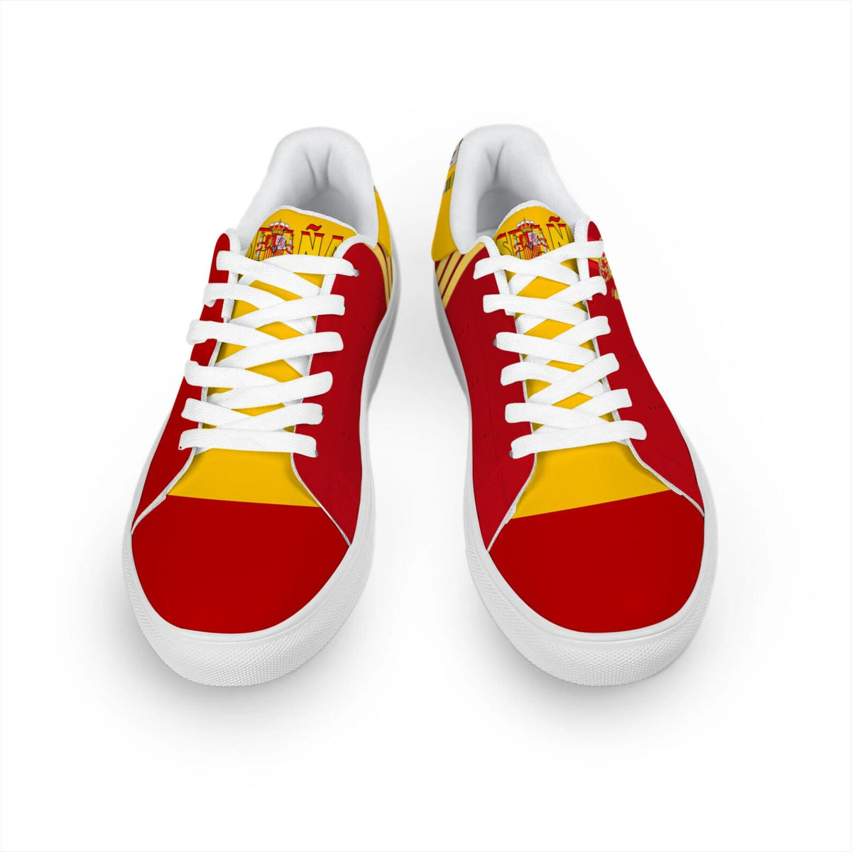 Custom Graffiti Sneakers, Hand-Painted Spain Flag Design, Football Fan Gift