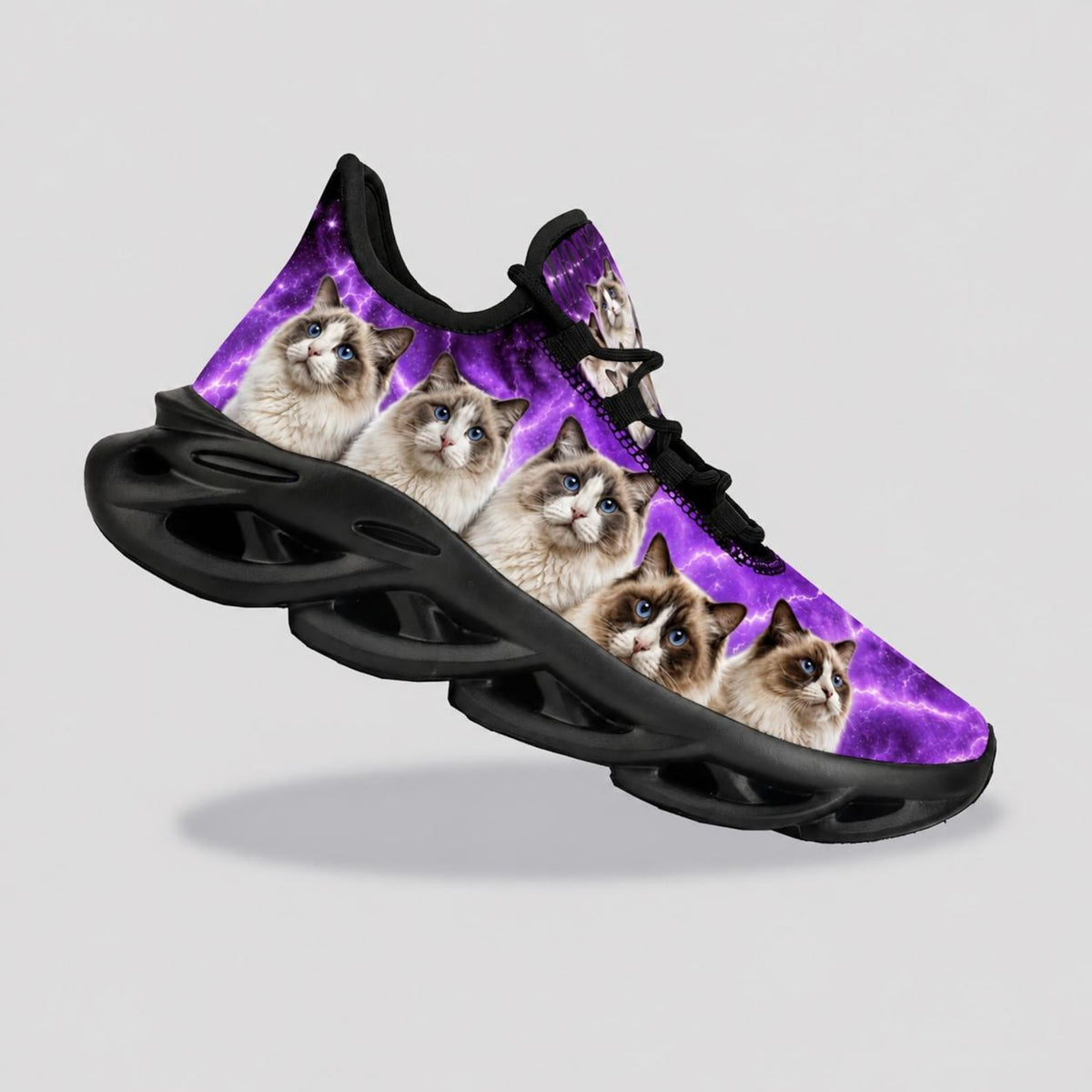 Custom Pet Photo Sneakers for Cat Lovers, Personalized Cat Nebula Shoes, Unique Gift for Pet Mom or Pet Dad