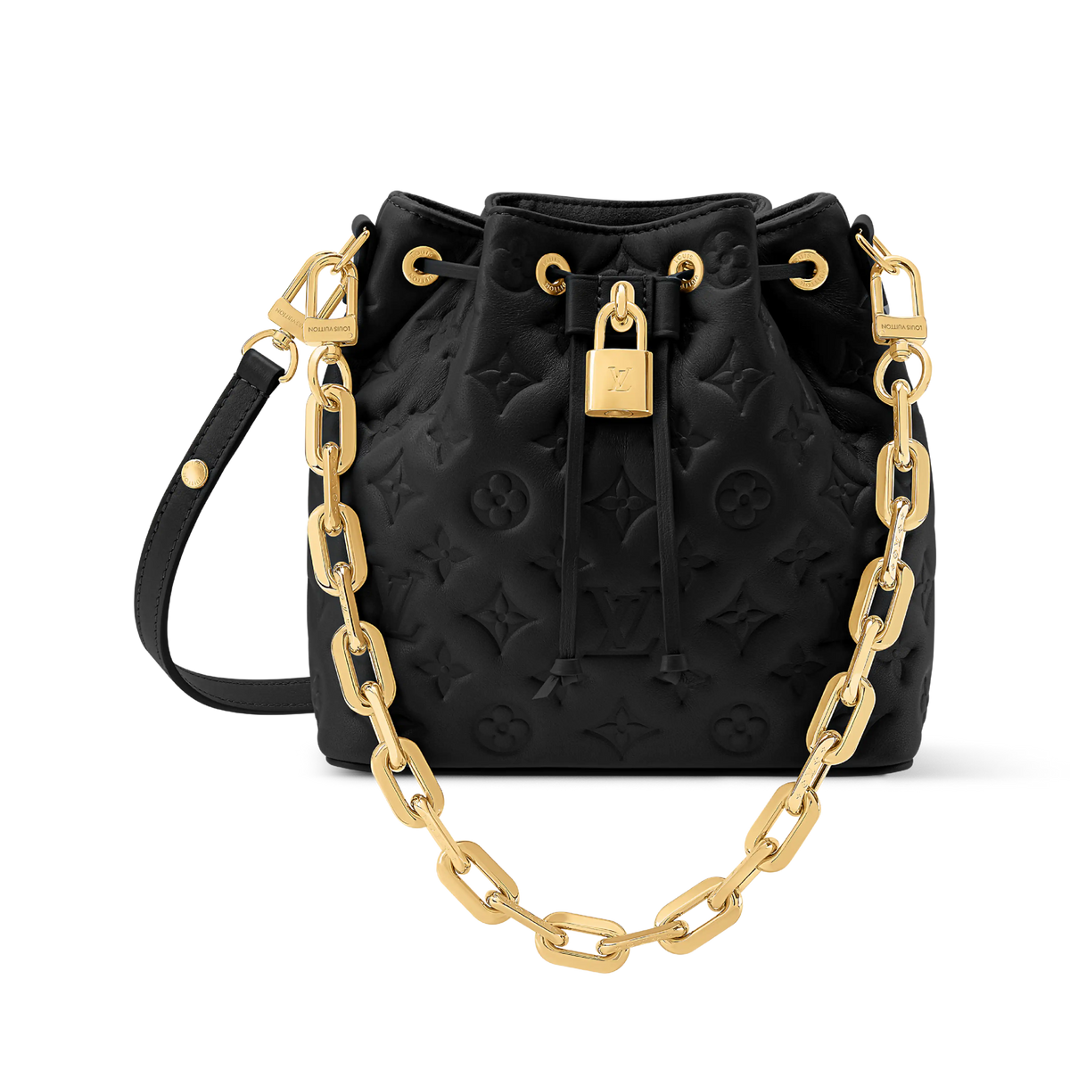 Coussin Bucket Monogram Embossed Lambskin Drawstring Bag M26530