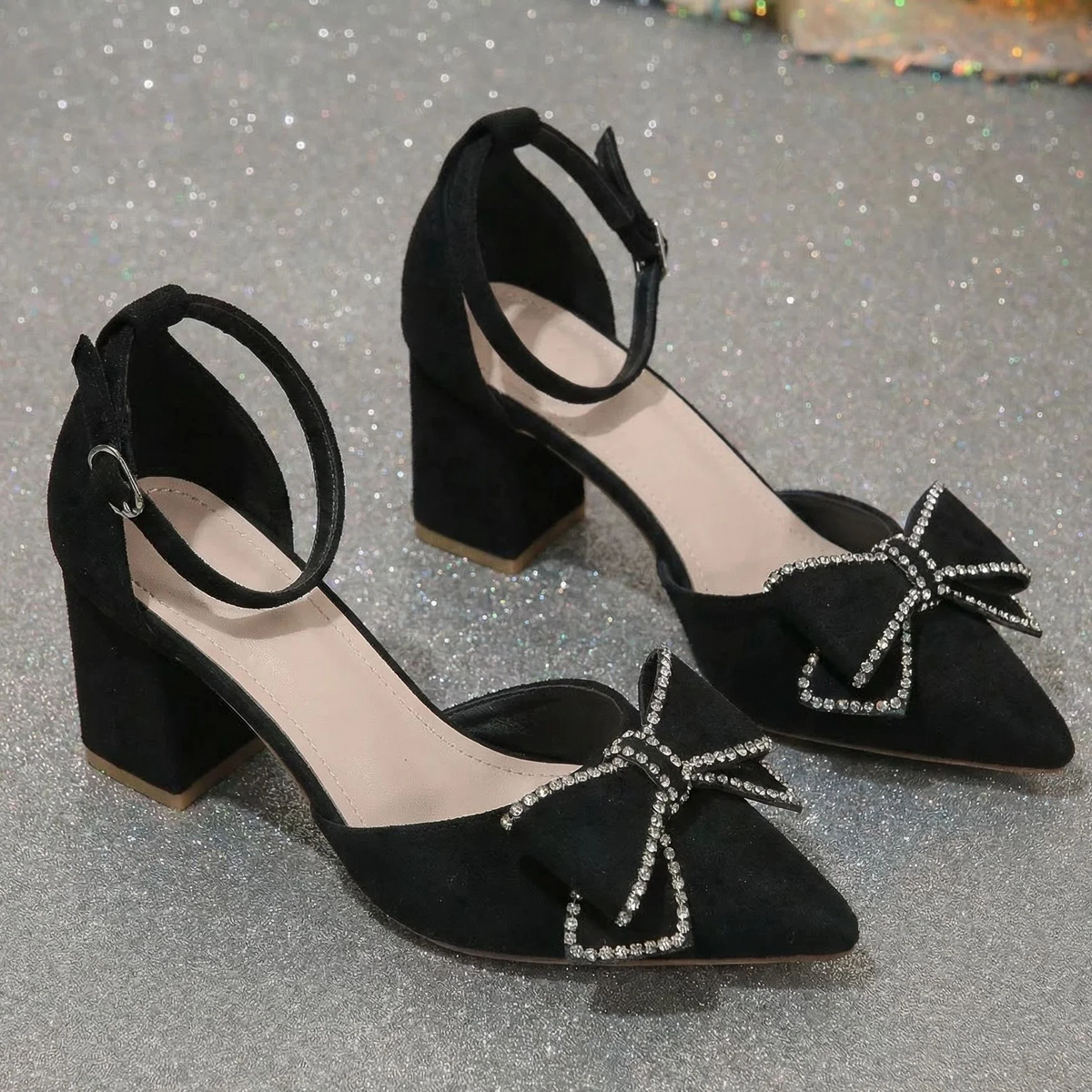 Women's Bowelle Crystal Pointed Toe Buckle Heels