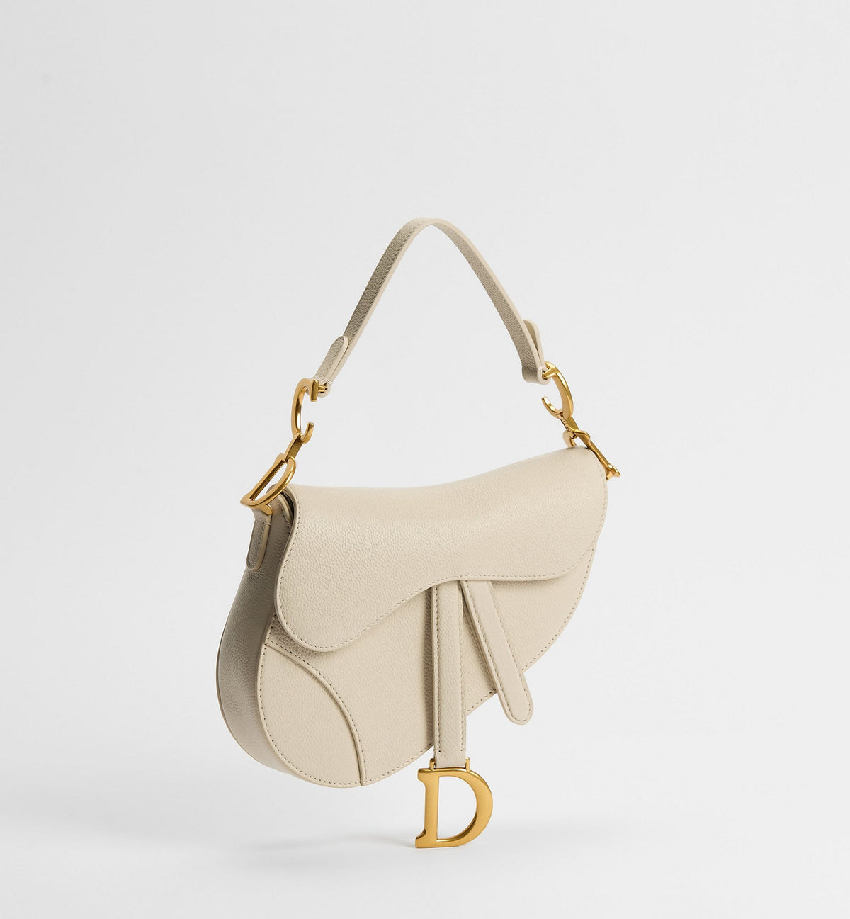 Small Saddle Luxury Handbag With Camel Grained Calfskin And Strap