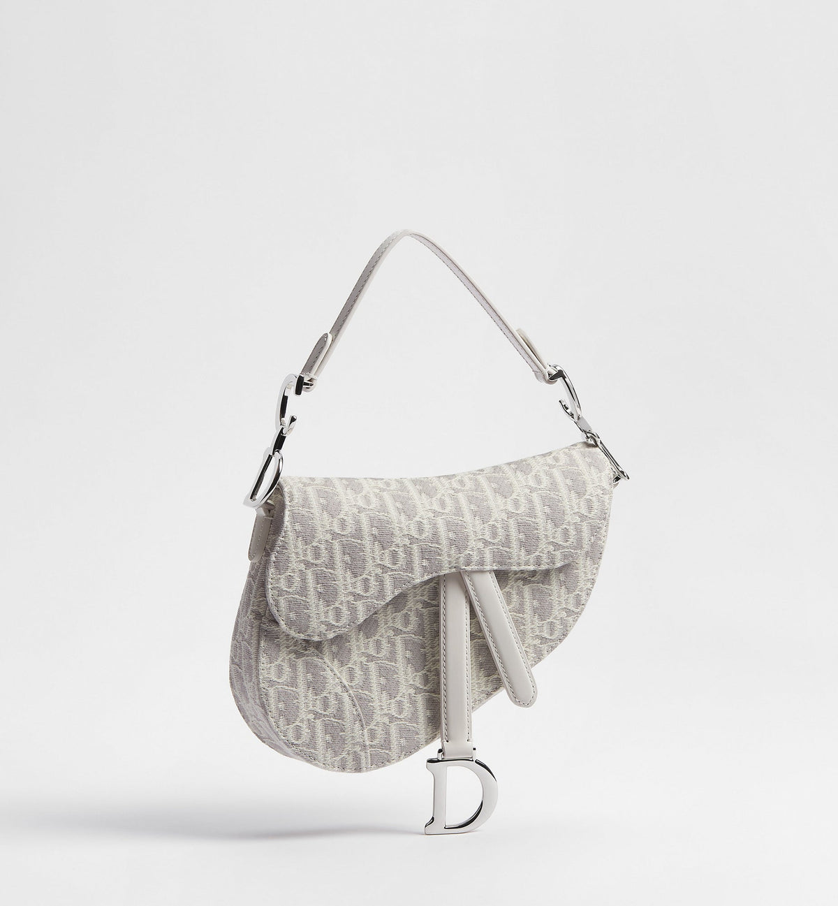 Small Saddle Luxury Handbag With Latte and Gray Oblique Jacquard And Strap