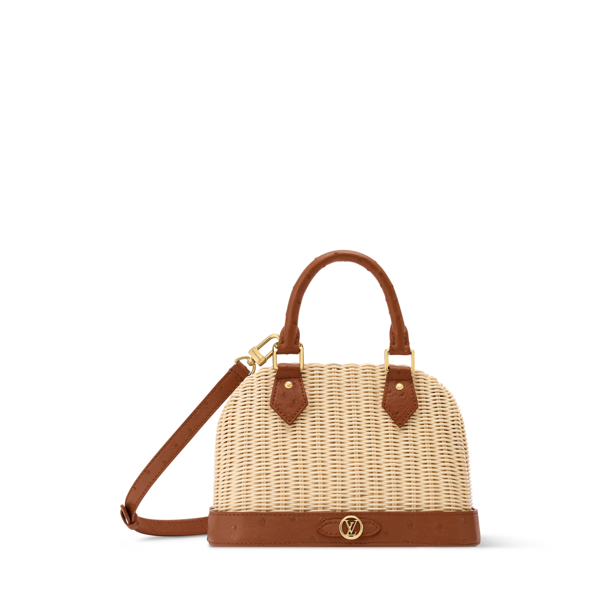 Alma BB Off White Wicker Karung Leather Handbag