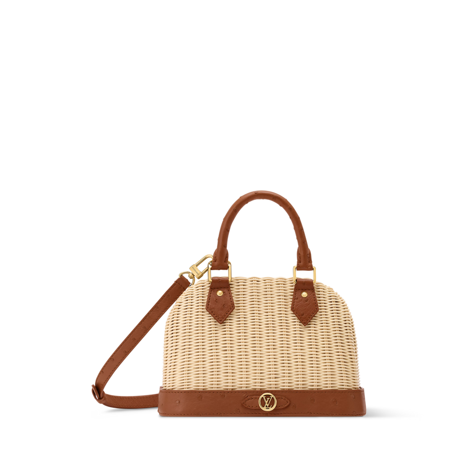 Alma BB Off White Wicker Karung Leather Handbag