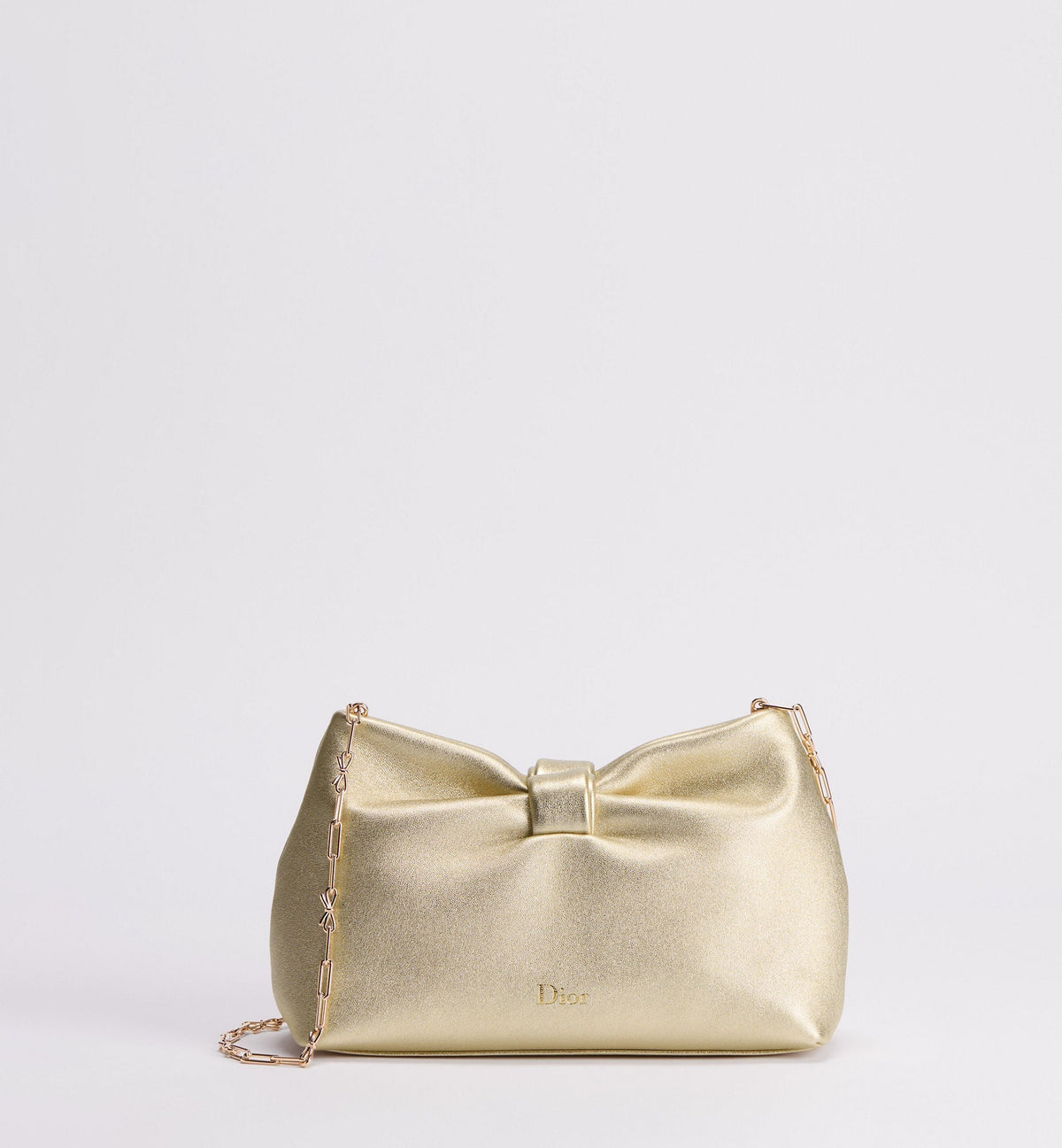 Small Bow Luxury Handbag With Mekong Laminated Lambskin And Chain Strap