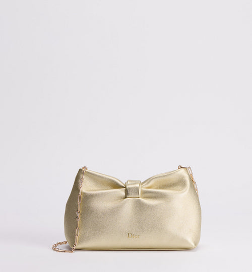 Small Bow Luxury Handbag With Mekong Laminated Lambskin And Chain Strap