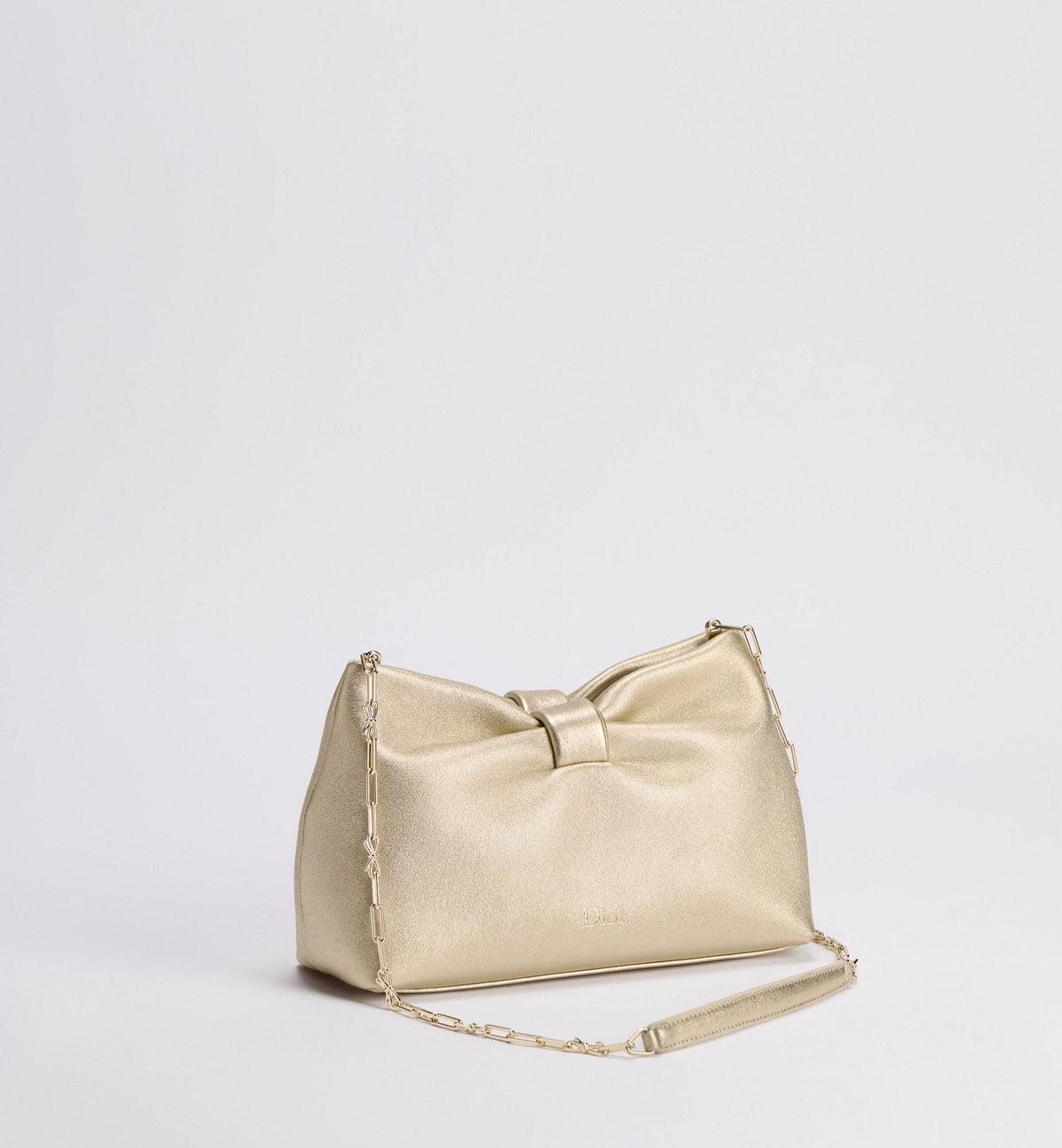 Small Bow Luxury Handbag With Mekong Laminated Lambskin And Chain Strap