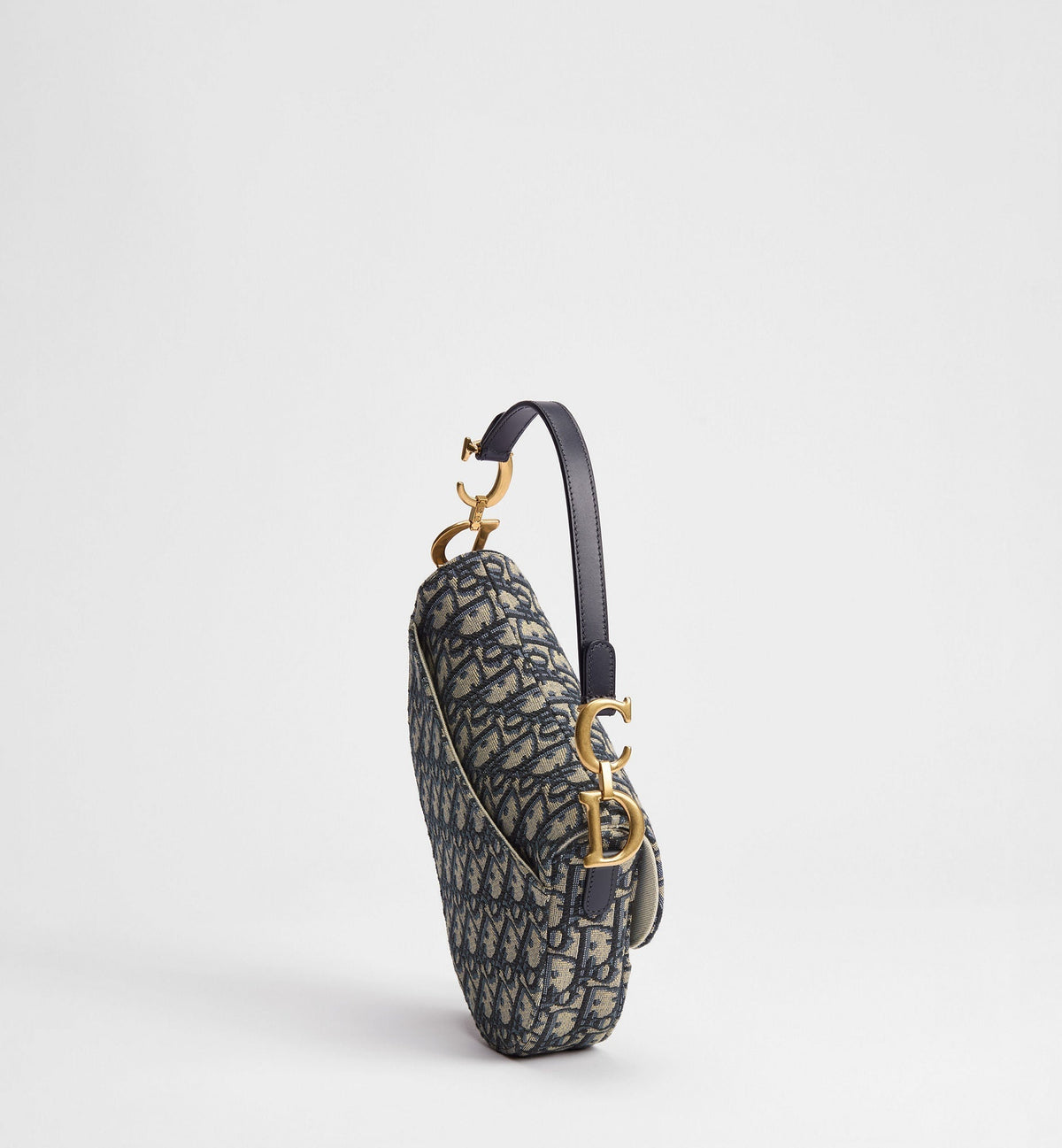 Small Saddle Luxury Handbag With Blue Oblique Jacquard And Strap