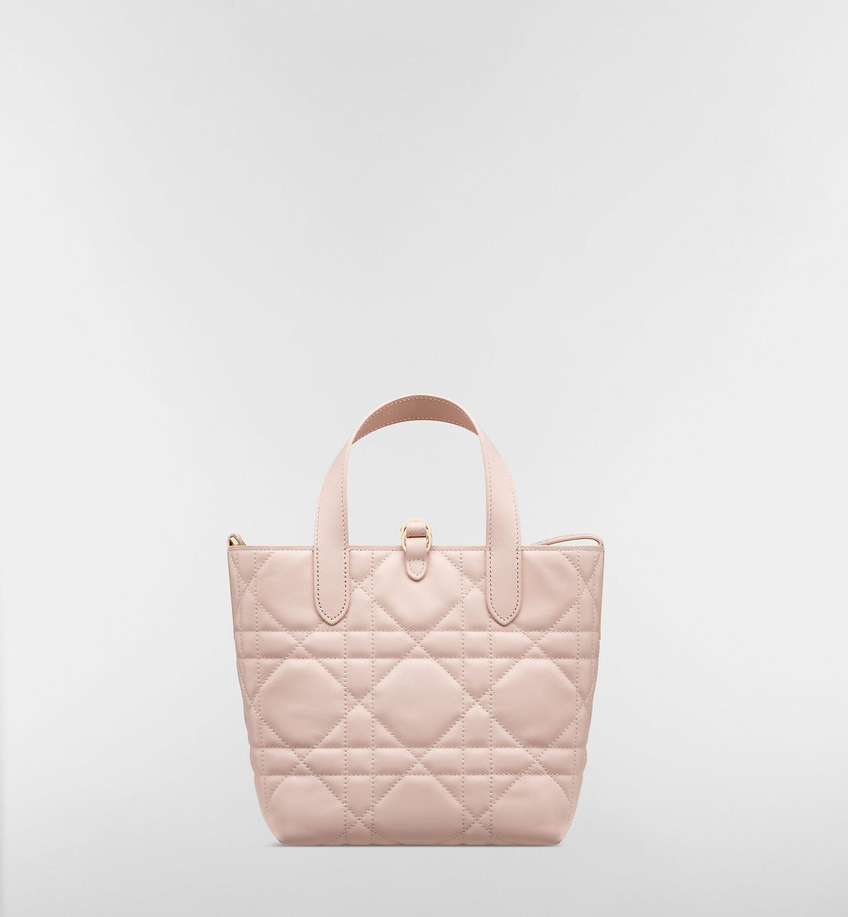 Small Toujours Vertical Designer Shoulder Tote With Powder Pink Macrocannage Calfskin And Strap