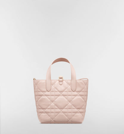 Small Toujours Vertical Designer Shoulder Tote With Powder Pink Macrocannage Calfskin And Strap