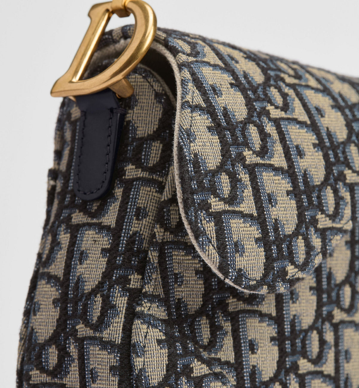 Small Saddle Luxury Handbag With Blue Oblique Jacquard And Strap